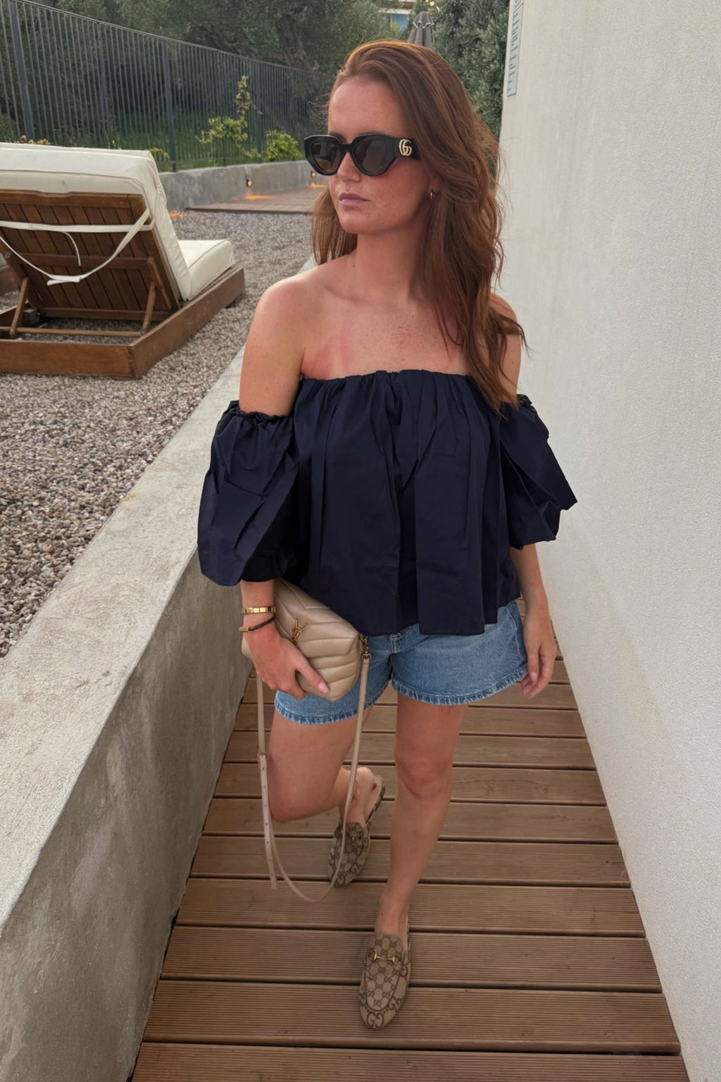 NOÉ OFF THE SHOULDER TOP – NAVY