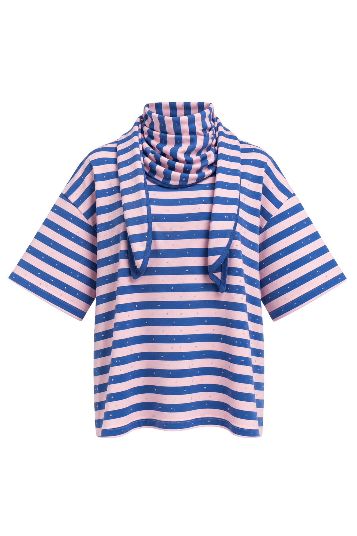 LOU STRIPED SCARF TOP – BLUE / PINK