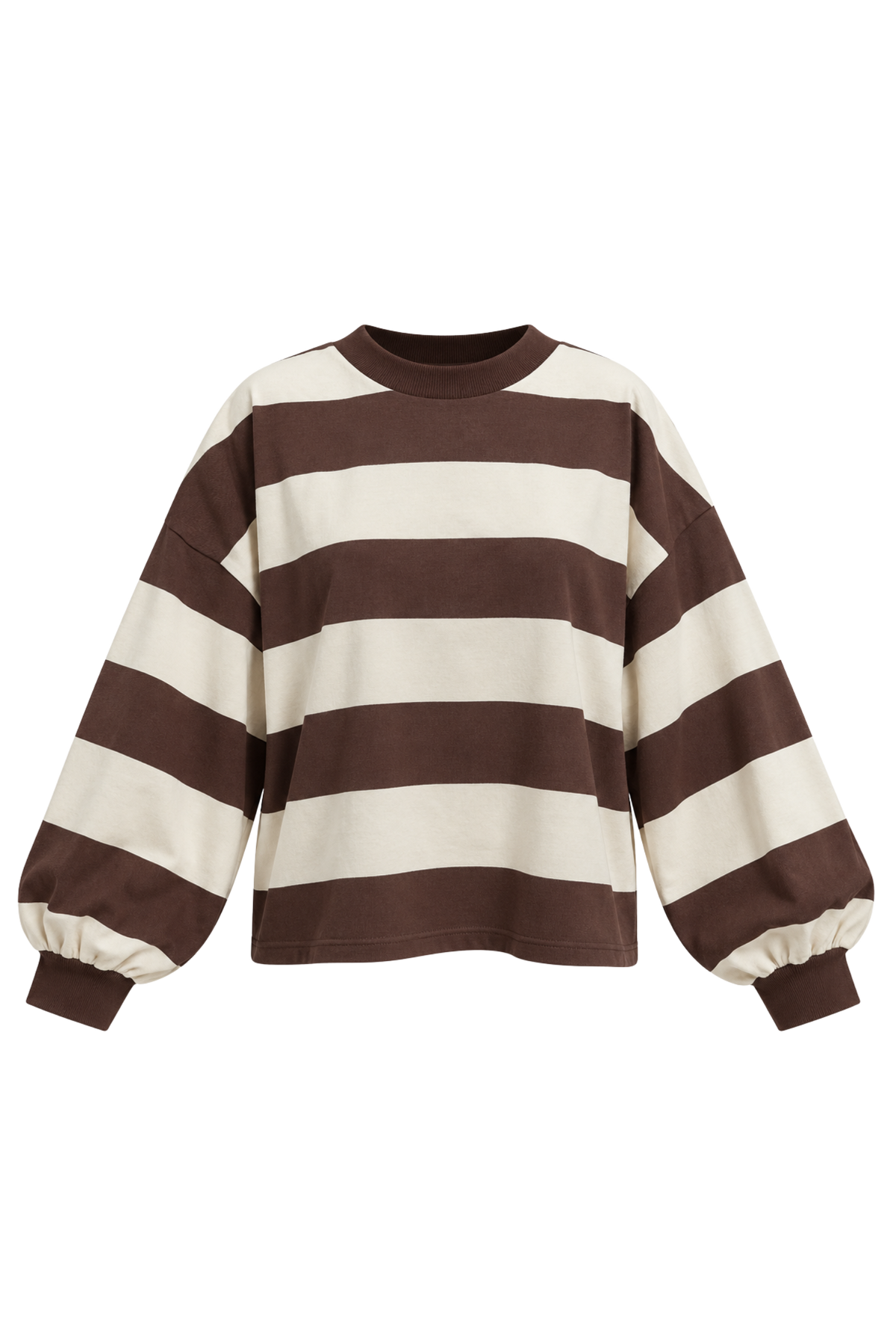 SOFIE STRIPED LONGSLEEVE – BROWN / ECRU