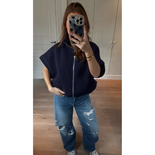 FAYE ZIP VEST - NAVY