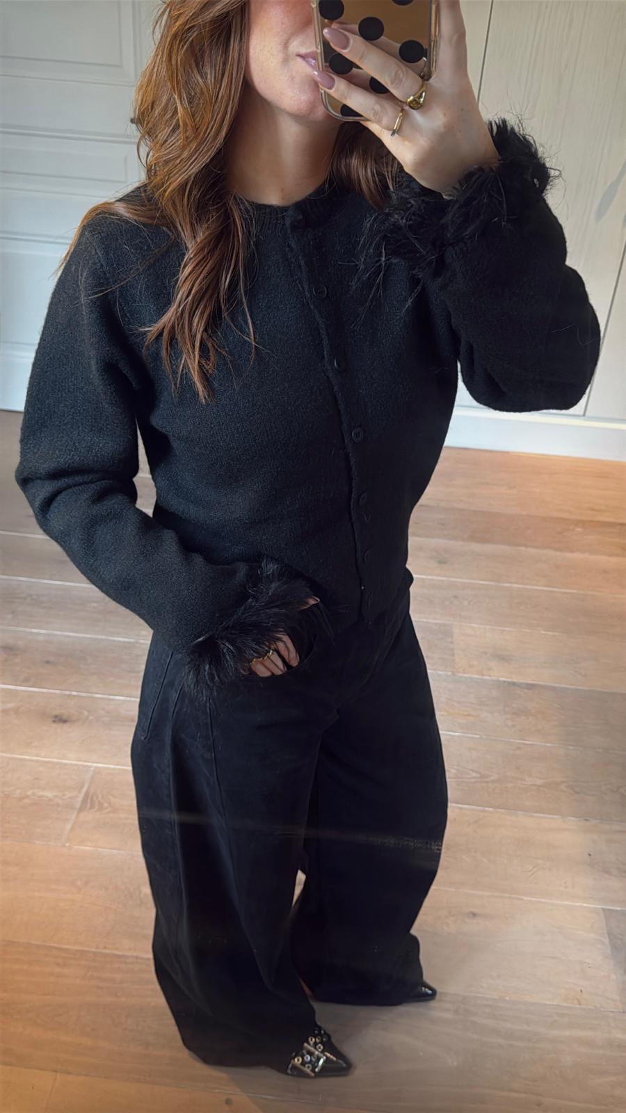 AVA CARDIGAN - BLACK FEATHER