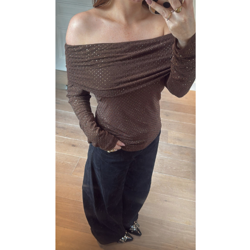 ROSA TOP - BROWN SPARKLE