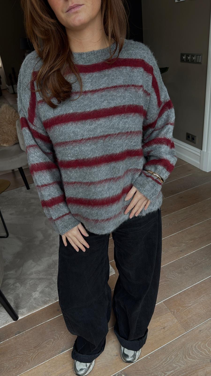 FLO STRIPED KNIT - GREY / BORDEAUX