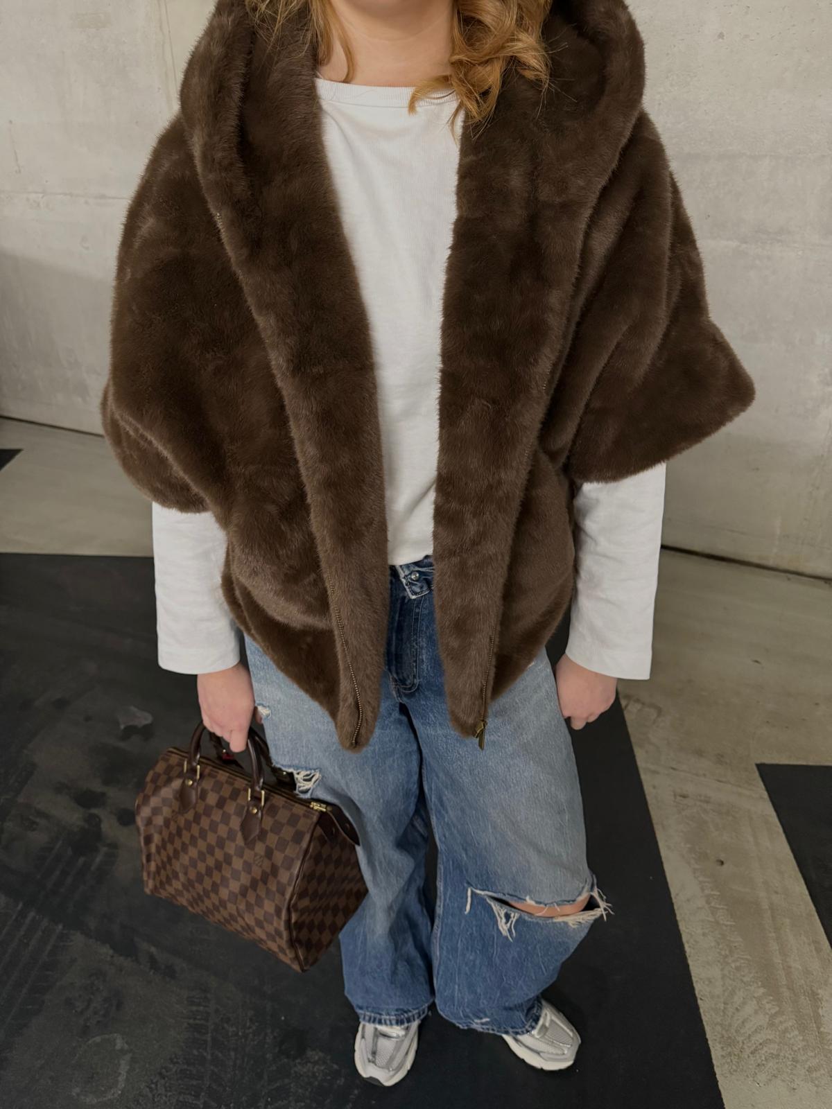 JUNE FAUX FUR VEST - BROWN