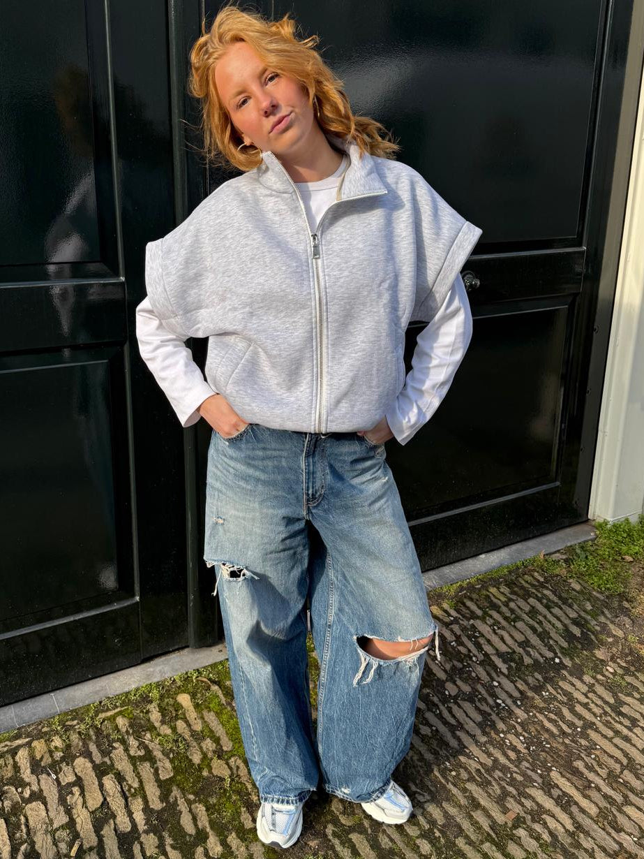 FAYE ZIP VEST - GREY