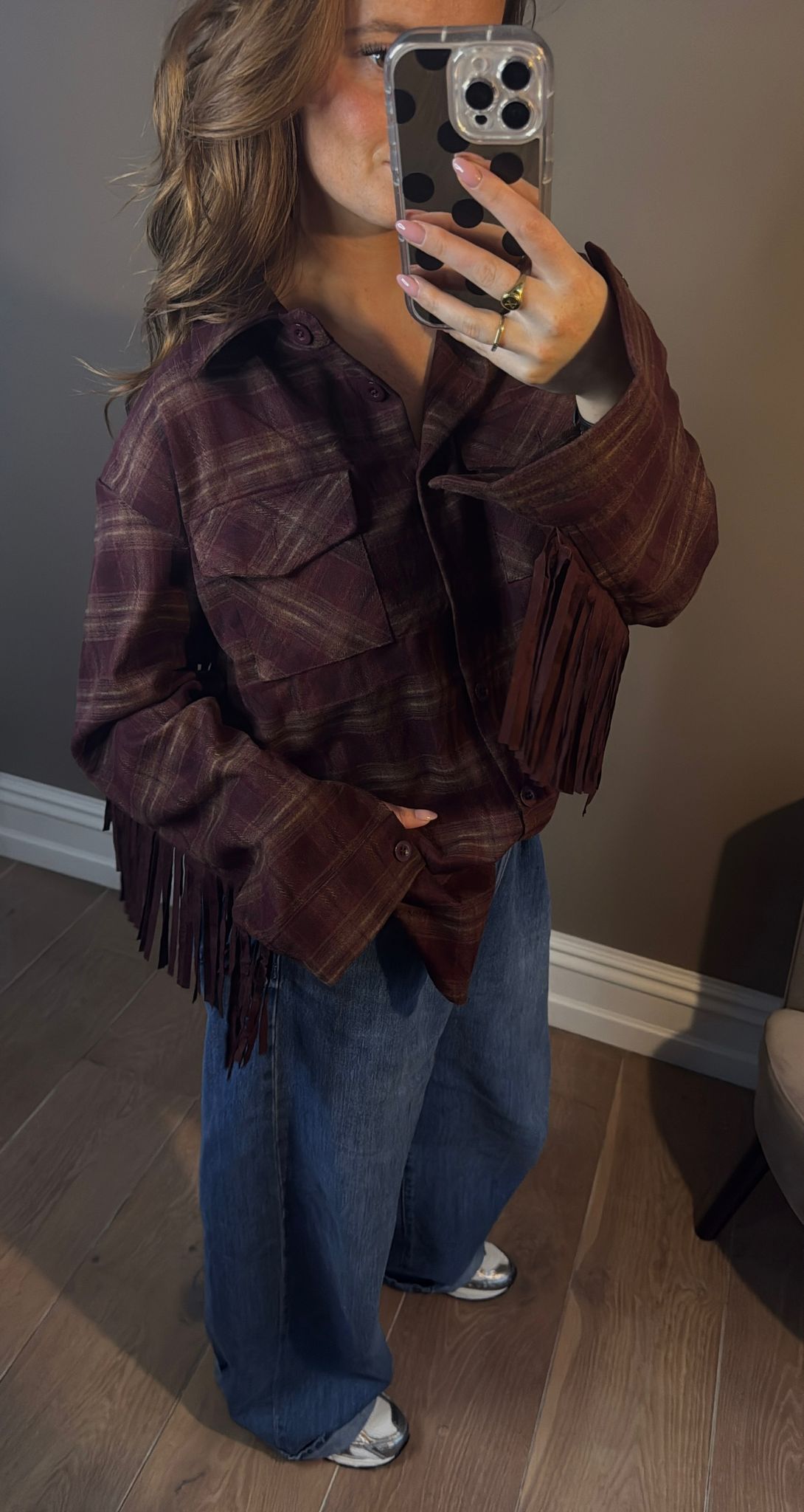 SOFIE SHIRT - BURGUNDY FRINGE