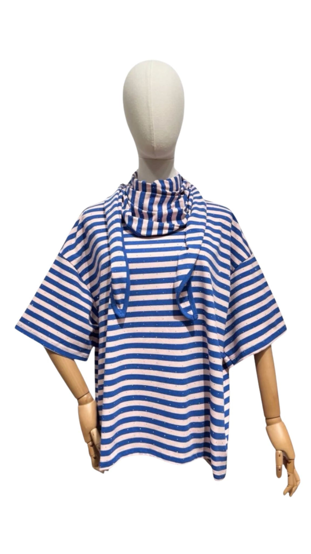LOU STRIPED SCARF TOP – BLUE / PINK
